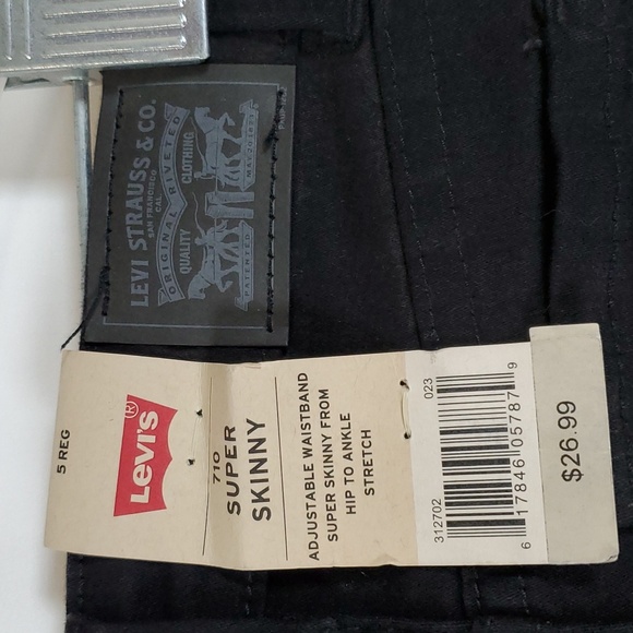 Levi's Girls' 710 Super Skinny Fit Jeans ~ 5 Reg ~ Black - Picture 6 of 8